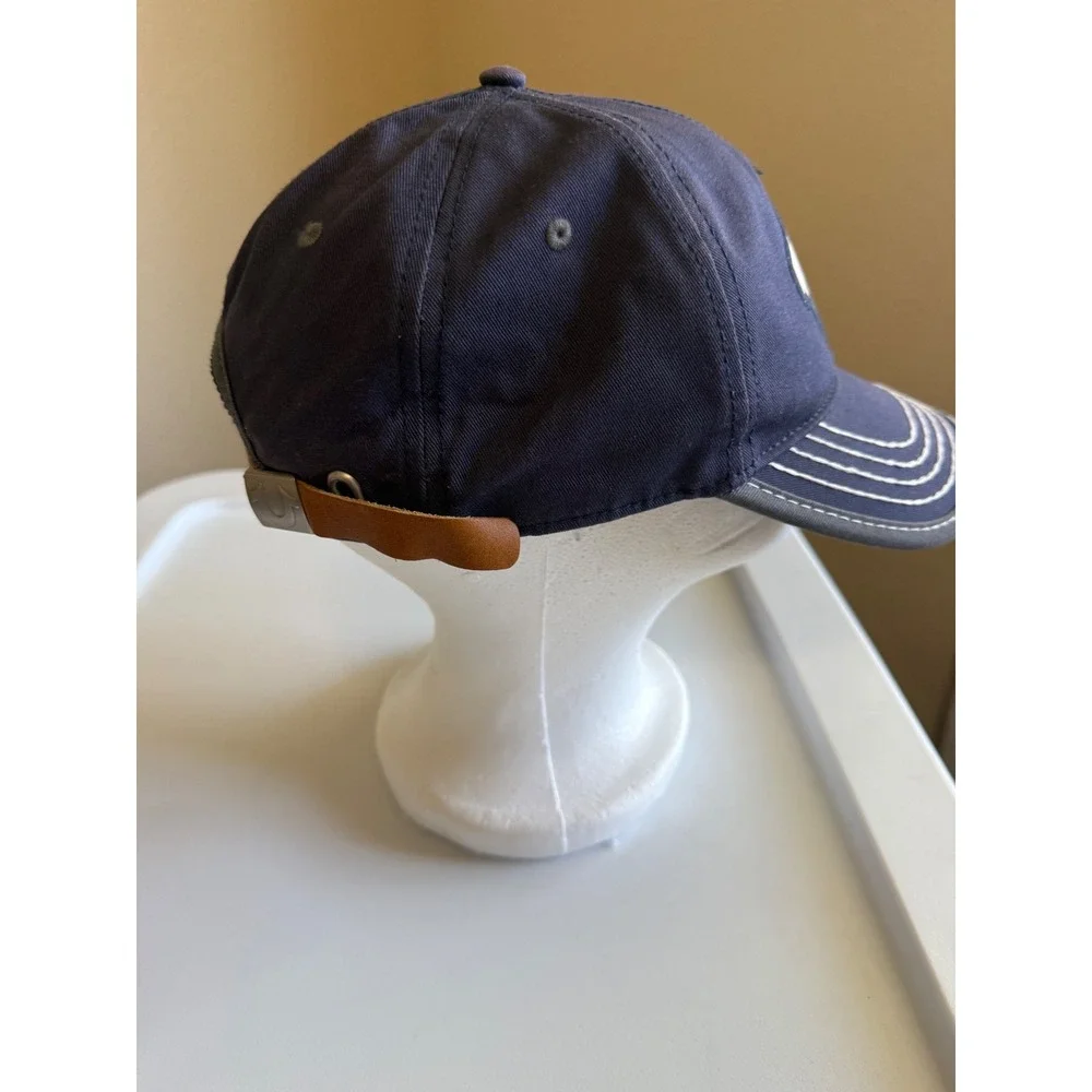 True Religion Navy Blue Horseshoe Logo Baseball Cap Leather Strap Hat One Size